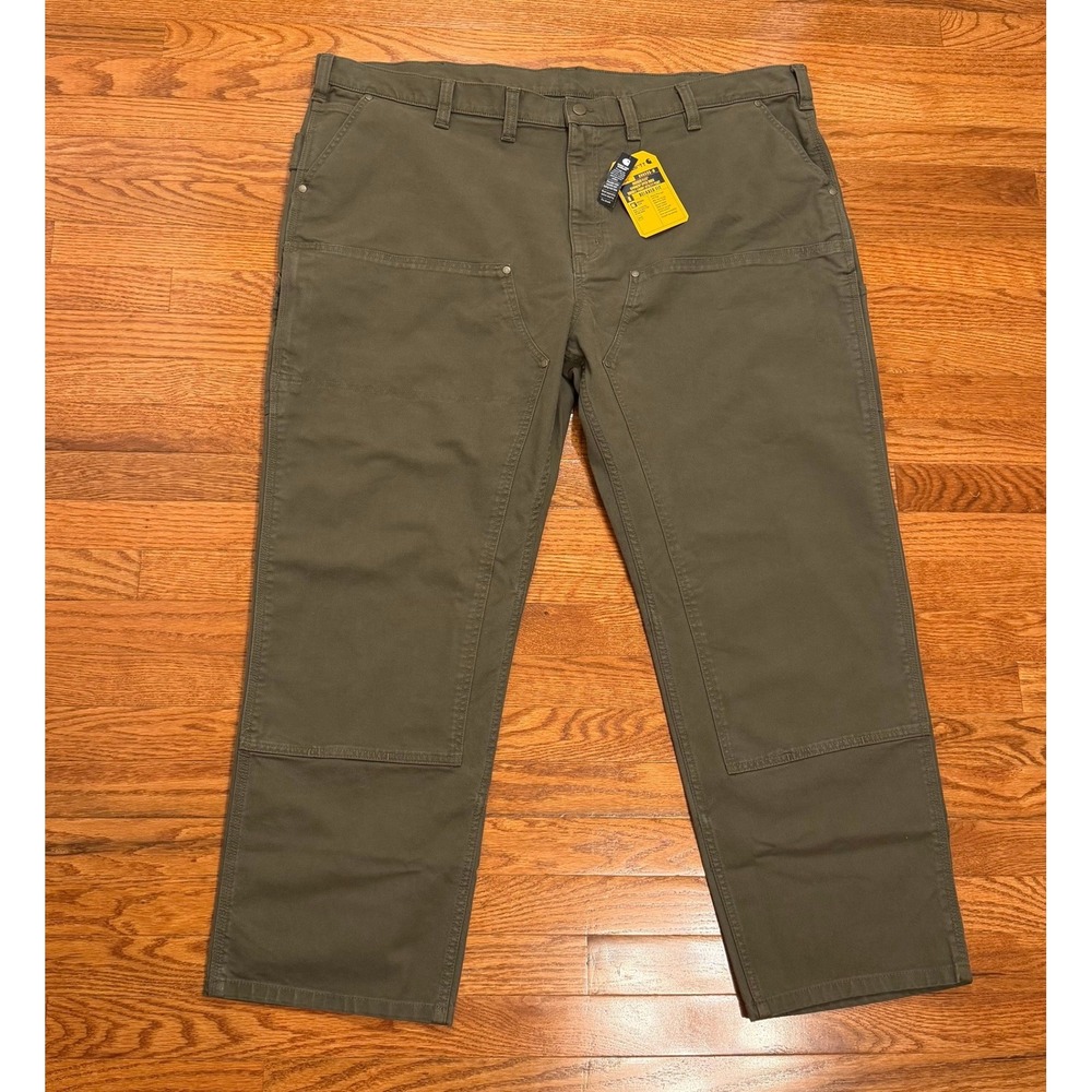 New Carhartt Rugged Flex Garment Dyed Duck Double Front Utility Pants Mens 48x30